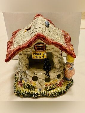 Ceramic Fairy Tale Wish House - Red Roof, Cream Walls